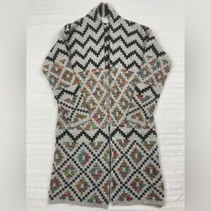 Dreamers Longline Aztec Knit Open Front Cardigan | Cozy Statement Layer | S/M